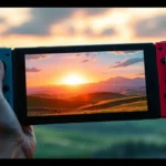Nintendo Switch displaying an expansive open-world landscape