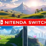 Collage of open-world Switch game environments
