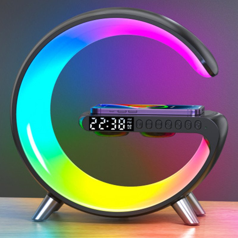 G-Shaped LED Lamp with Bluetooth Speaker & Wireless Charger &ndash; RGB Atmosphere Light