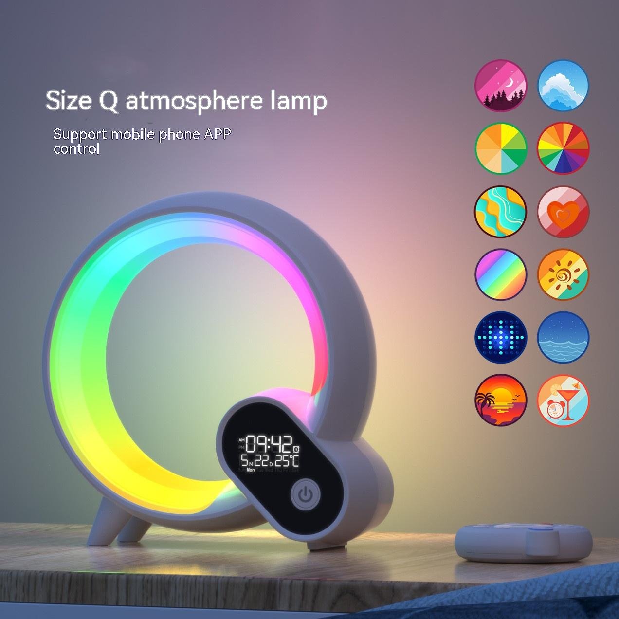 Creative Q Light &ndash; Sunrise Alarm Clock with Bluetooth Speaker & RGB Atmosphere Light