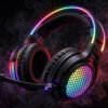 luminous-rgb-gaming-headset-hero Luminous RGB gaming headset with glowing honeycomb earcups