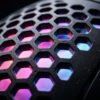 machenike-m8-wireless-detail Close-up of Machenike M8 honeycomb shell and RGB glow
