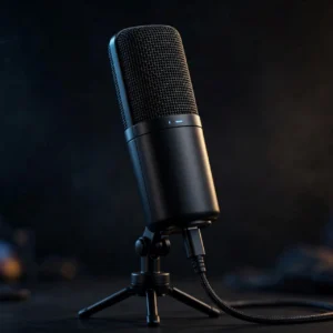 USB Condenser Desktop Microphone on desk