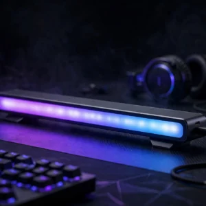 RGB Ambient Desktop Lamp glowing on gaming desk