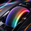 Close-up of RGB backlit mouse lighting zones