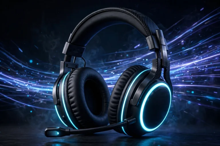 Luminous RGB Gaming Headset glowing earcups