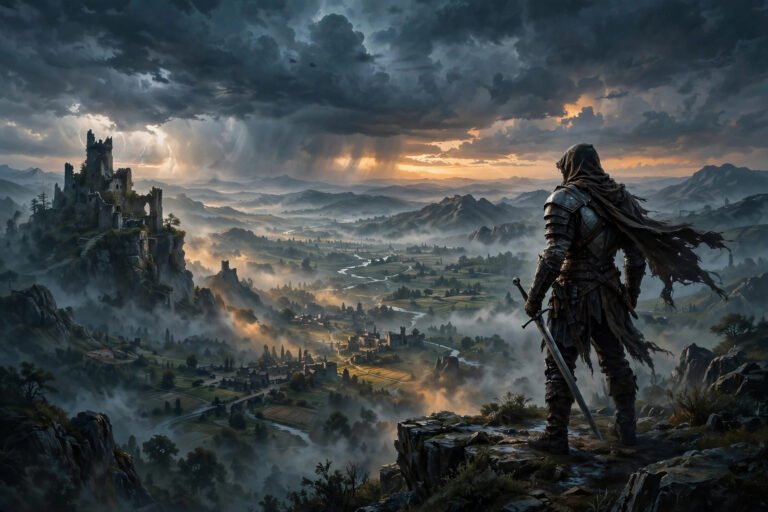 The Witcher 3 Remastered 2026 - monster hunter overlooking the Continent at dusk