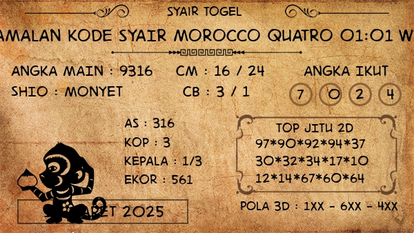 Prediksi Morocco Quatro 01:01 WIB